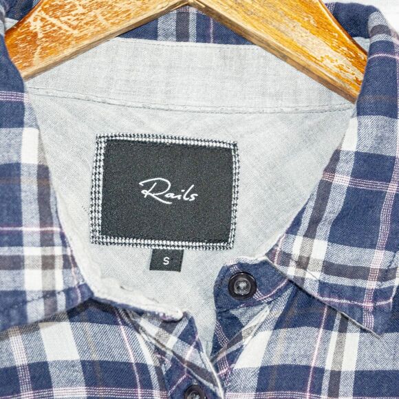 Rails Button up Flannel Shirt in Blue Plaid Cotton Women's Size Small - Picture 3 of 8